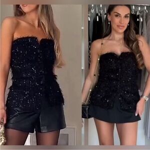 Zara Sequin Strapless Top